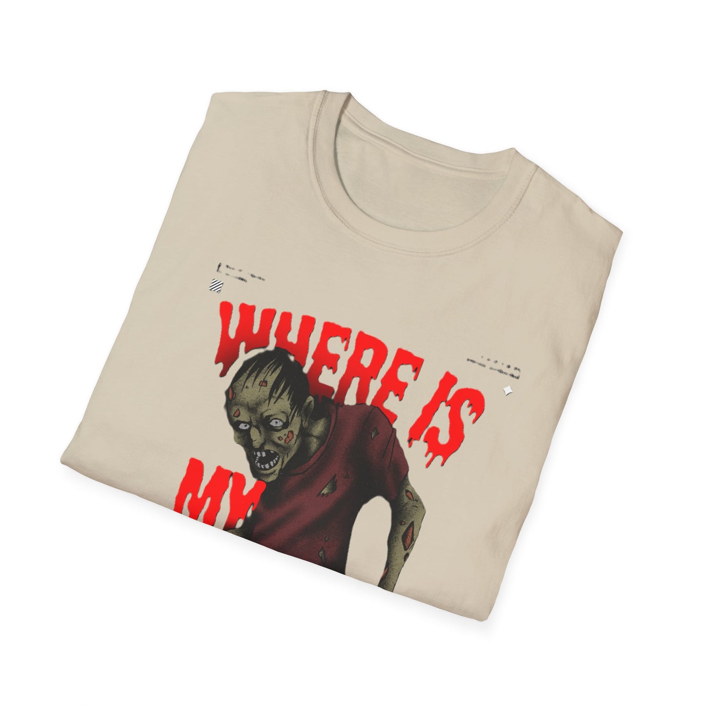 Zombie Halloween T-Shirt, Where is My Candy? Graphic Tee, Unisex Softstyle Tee, Horror T-Shirt, Spooky Costume Apparel