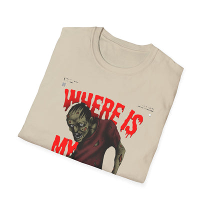 Zombie Halloween T-Shirt, Where is My Candy? Graphic Tee, Unisex Softstyle Tee, Horror T-Shirt, Spooky Costume Apparel