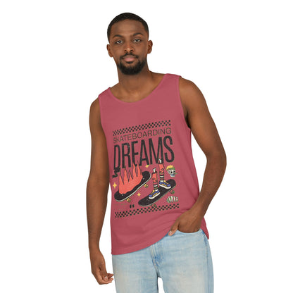 Skateboarding Dreams Tank Top, Unisex Summer Top, Skateboarder Gift, Beach Wear, Casual Outfit, Skate Culture Apparel