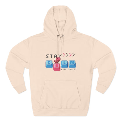 Stay Calm Fleece Hoodie, Cozy Sweatshirt for Relaxation, Gifts for Him/Her, Motivational Apparel, Perfect for Fall/Winter