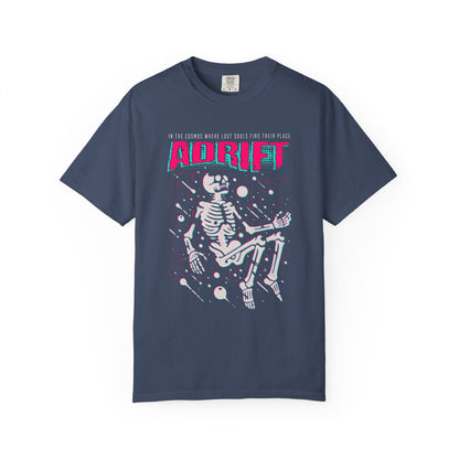 Galactic Skeleton T-shirt, Adrift in Space Shirt, Fashionable Streetwear, Perfect for Halloween & Music Lovers