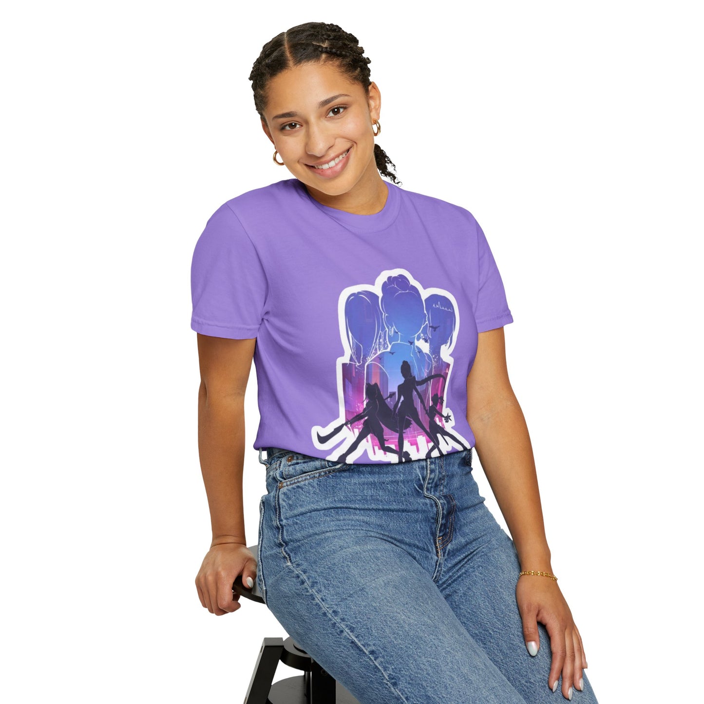 Vibrant Graphic Tee - Women's Garment-Dyed T-shirt, Casual Wear, Gift for Him or Her, Summer Outfit, Festival Fashion