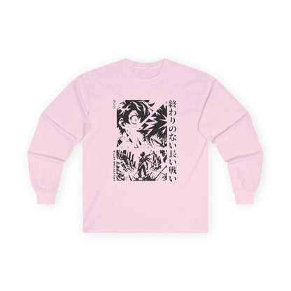 Anime-Inspired Long Sleeve Tee with Japanese Text, Trendy Shirt for Fans, Gift for Birthdays, Casual Wear, Unique Fashion