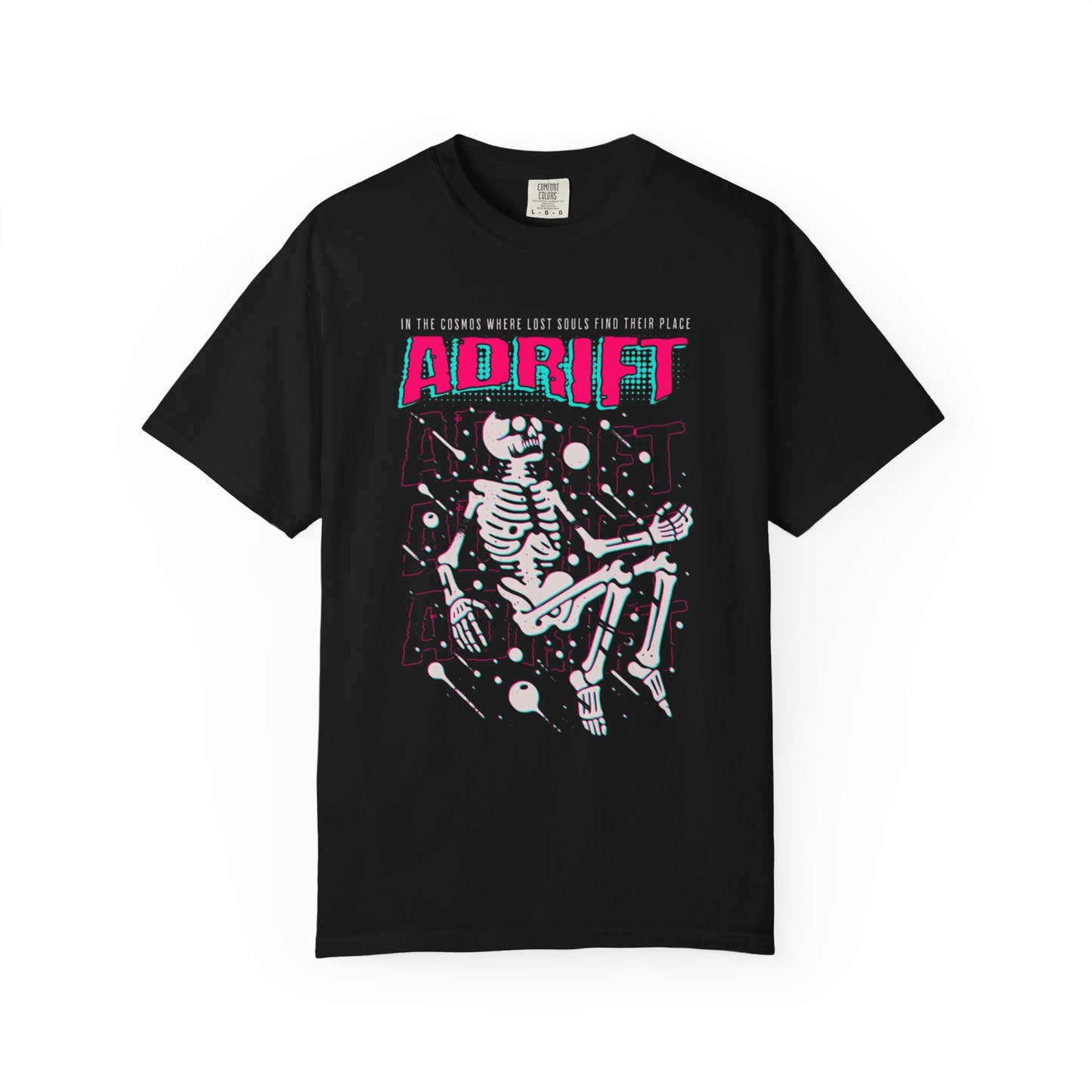 Galactic Skeleton T-shirt, Adrift in Space Shirt, Fashionable Streetwear, Perfect for Halloween & Music Lovers