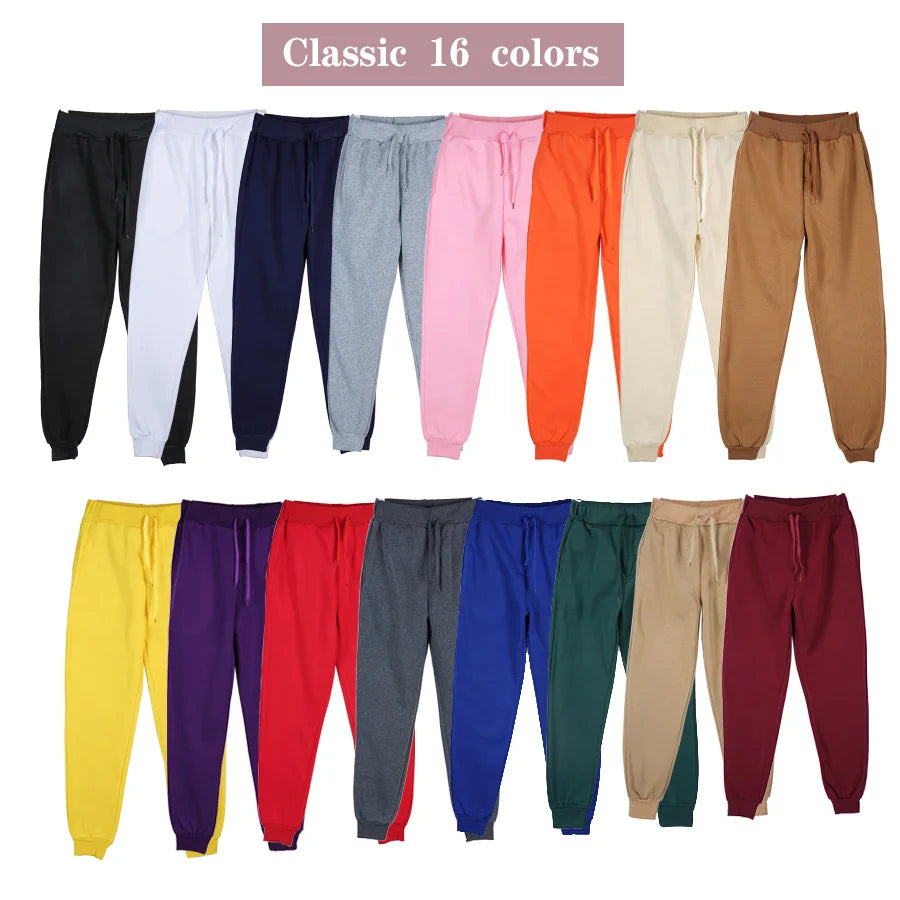 Relax in style with our collection of  joggers in 13 classic colors.