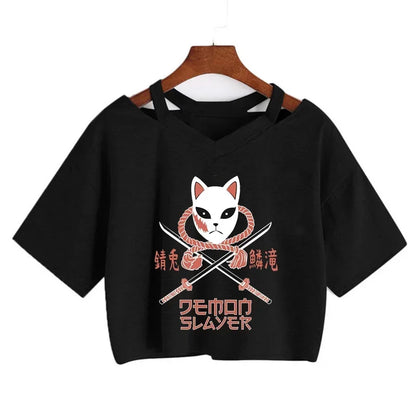 Demon Slayer T Shirt Nezuko Tshirt Women Kimetsu No Yaiba Crop Top