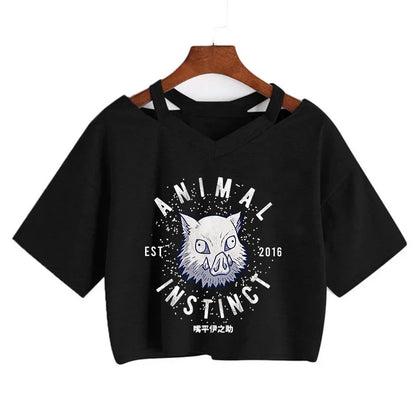 Demon Slayer T Shirt Nezuko Tshirt Women Kimetsu No Yaiba Crop Top