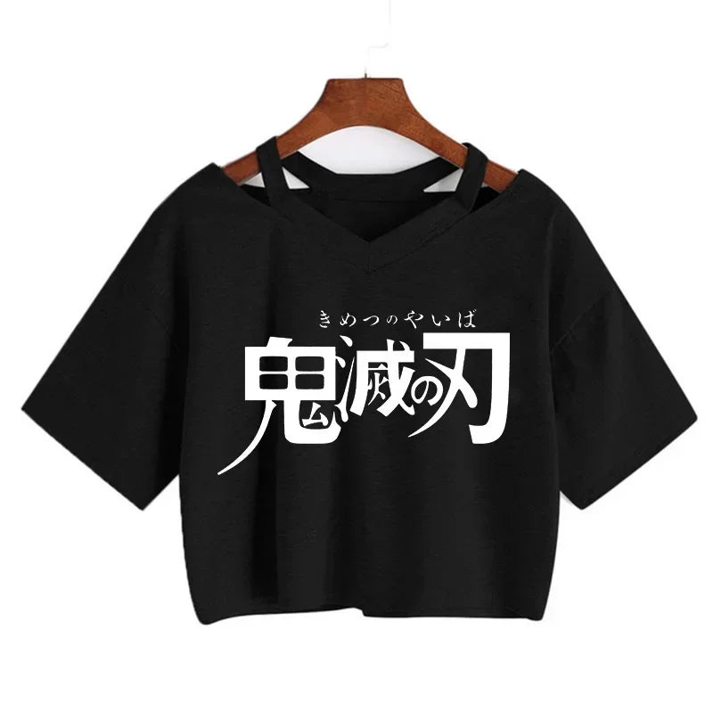 Demon Slayer T Shirt Nezuko Tshirt Women Kimetsu No Yaiba Crop Top