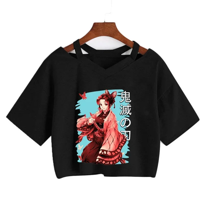 Demon Slayer T Shirt Nezuko Tshirt Women Kimetsu No Yaiba Crop Top