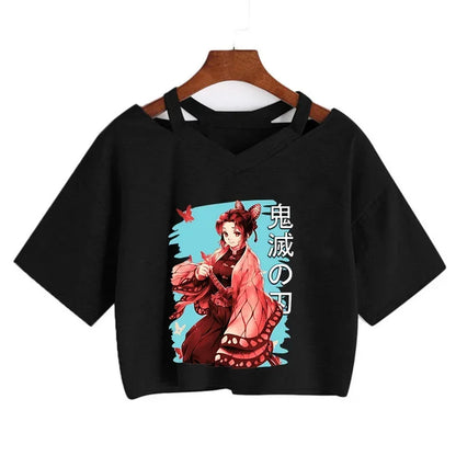 Demon Slayer T Shirt Nezuko Tshirt Women Kimetsu No Yaiba Crop Top