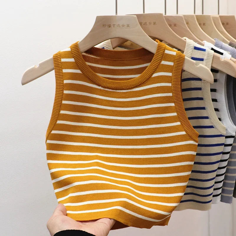 Summer Spring Striped Tank Tops Women