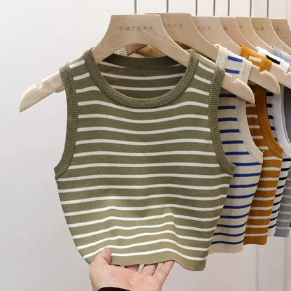 Summer Spring Striped Tank Tops Women