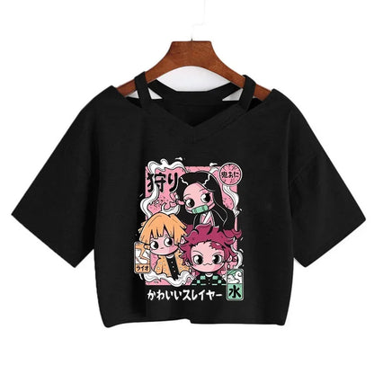 Demon Slayer T Shirt Nezuko Tshirt Women Kimetsu No Yaiba Crop Top