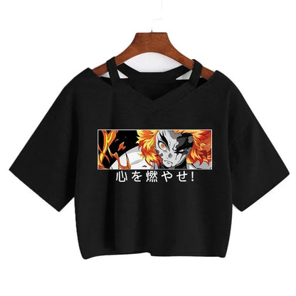 Demon Slayer T Shirt Nezuko Tshirt Women Kimetsu No Yaiba Crop Top