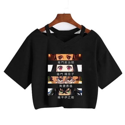 Demon Slayer T Shirt Nezuko Tshirt Women Kimetsu No Yaiba Crop Top