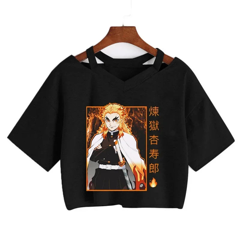 Demon Slayer T Shirt Nezuko Tshirt Women Kimetsu No Yaiba Crop Top