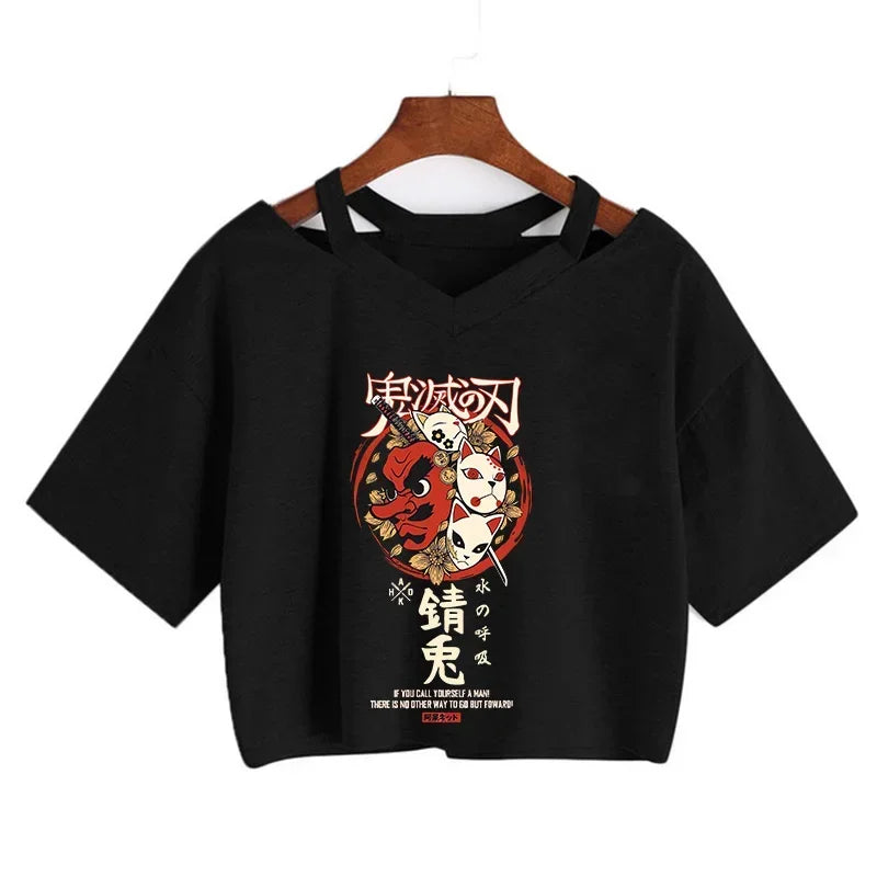Demon Slayer T Shirt Nezuko Tshirt Women Kimetsu No Yaiba Crop Top