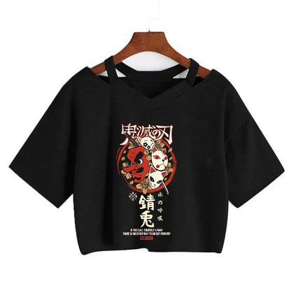 Demon Slayer T Shirt Nezuko Tshirt Women Kimetsu No Yaiba Crop Top