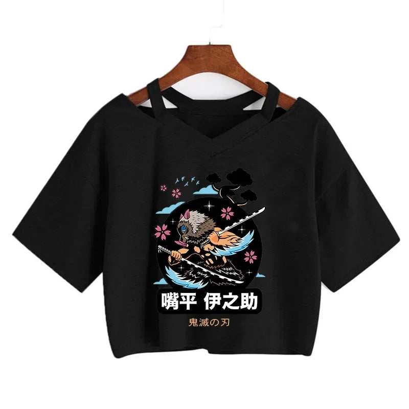 Demon Slayer T Shirt Nezuko Tshirt Women Kimetsu No Yaiba Crop Top