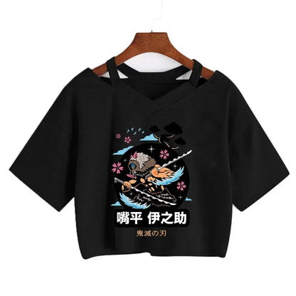 Demon Slayer T Shirt Nezuko Tshirt Women Kimetsu No Yaiba Crop Top