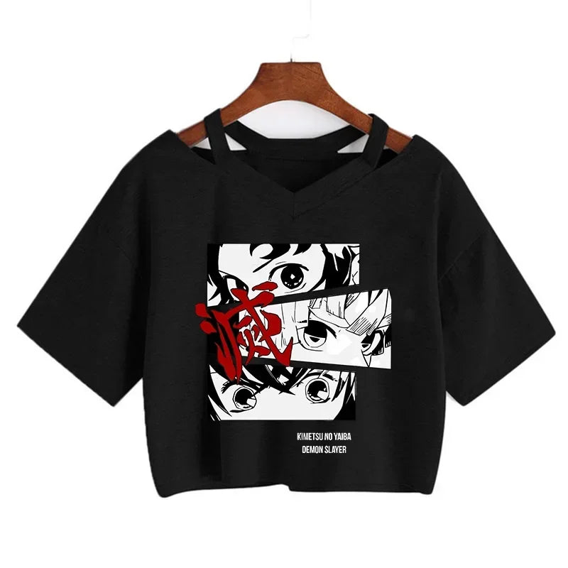 Demon Slayer T Shirt Nezuko Tshirt Women Kimetsu No Yaiba Crop Top