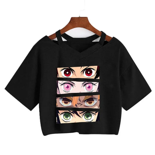 Demon Slayer T Shirt Nezuko Tshirt Women Kimetsu No Yaiba Crop Top