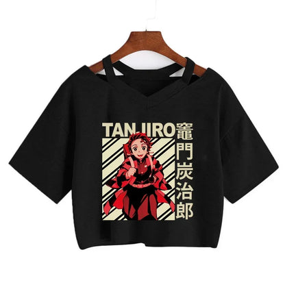 Demon Slayer T Shirt Nezuko Tshirt Women Kimetsu No Yaiba Crop Top