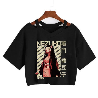 Demon Slayer T Shirt Nezuko Tshirt Women Kimetsu No Yaiba Crop Top