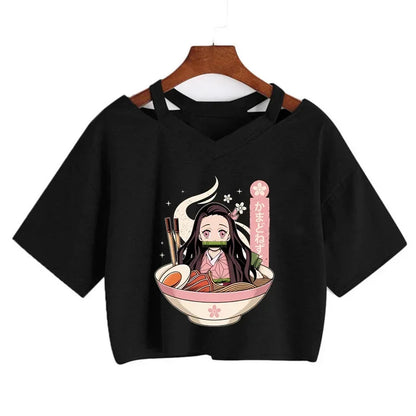 Demon Slayer T Shirt Nezuko Tshirt Women Kimetsu No Yaiba Crop Top