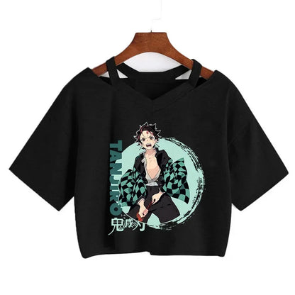 Demon Slayer T Shirt Nezuko Tshirt Women Kimetsu No Yaiba Crop Top