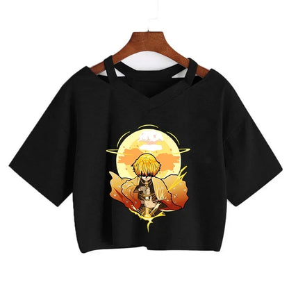 Demon Slayer T Shirt Nezuko Tshirt Women Kimetsu No Yaiba Crop Top