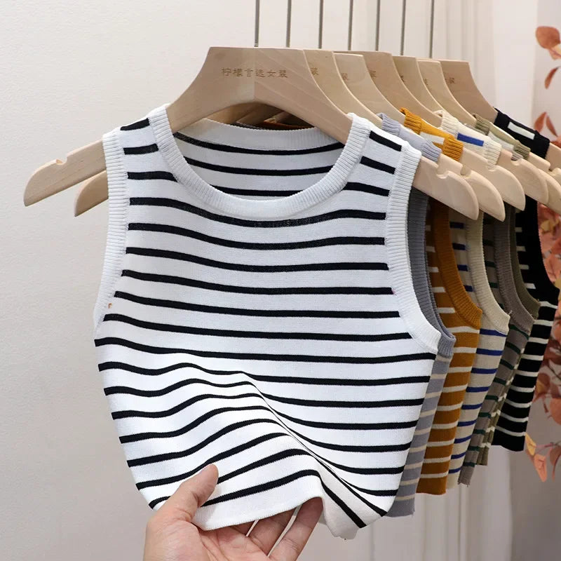 Summer Spring Striped Tank Tops Women