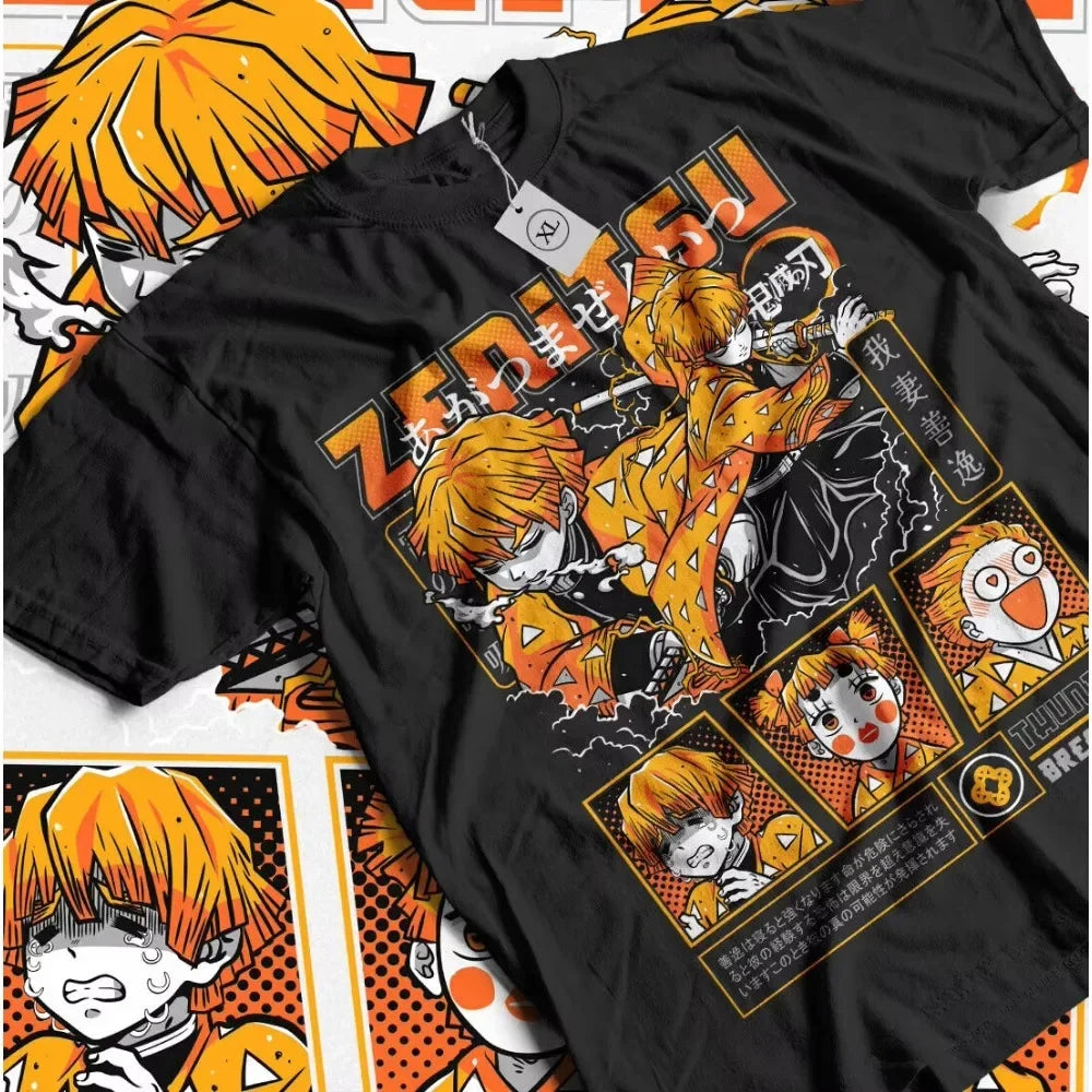 Agatsuma Zenitsu T-Shirt Demon Slayer Kimetsu No Yaiba Movie Halloween Shirt Women