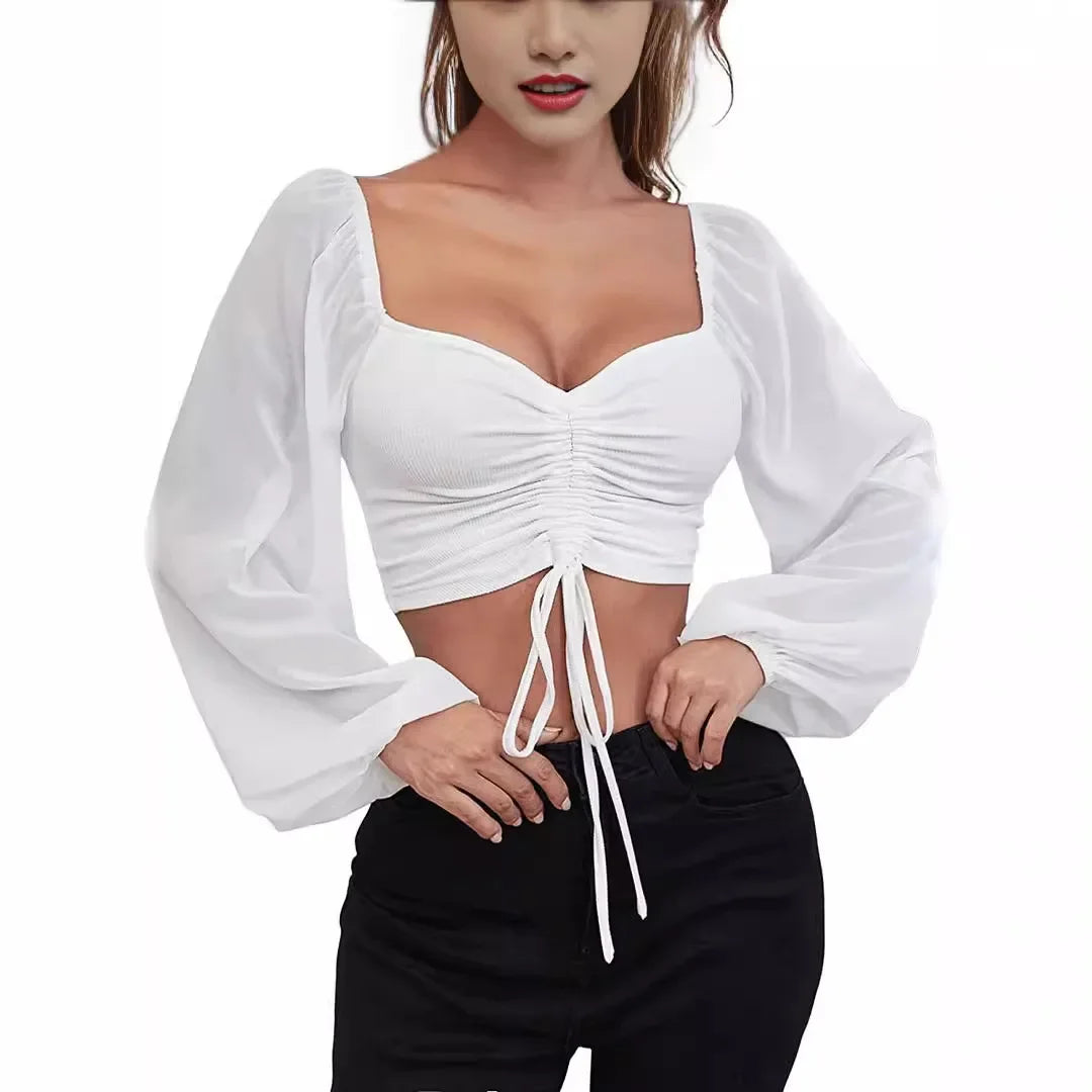 Women's Casual Long Sleeve Crop Top