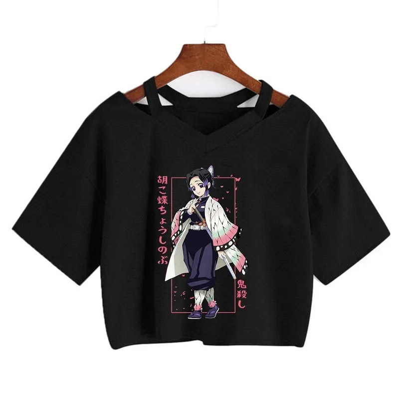 Demon Slayer T Shirt Nezuko Tshirt Women Kimetsu No Yaiba Crop Top
