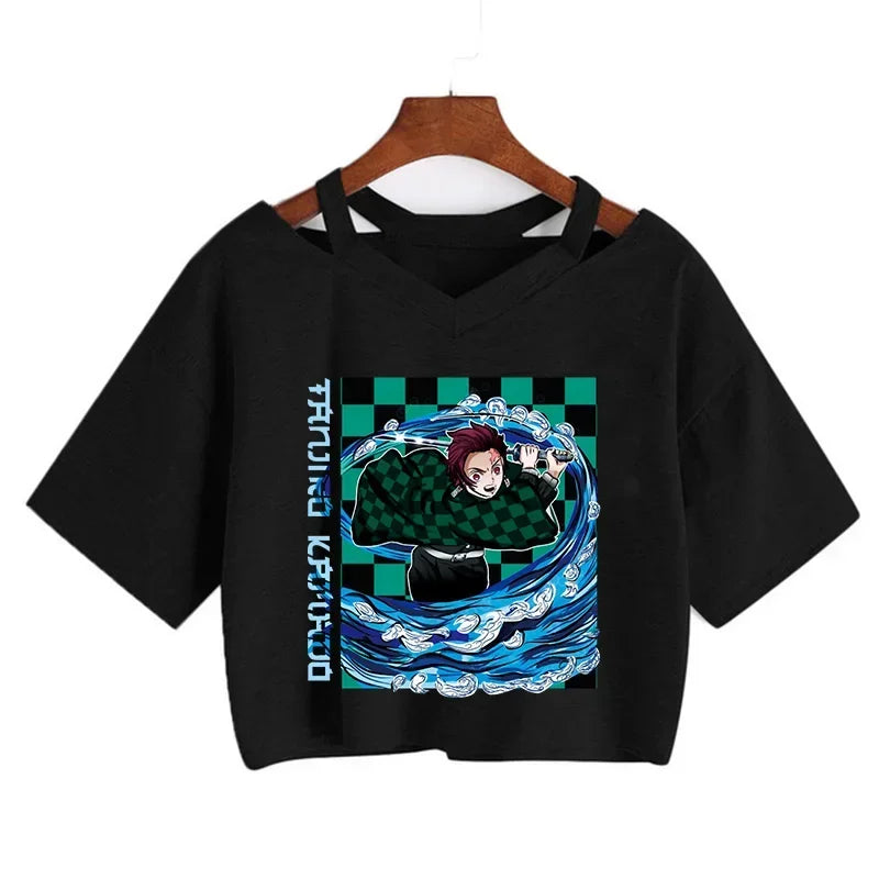 Demon Slayer T Shirt Nezuko Tshirt Women Kimetsu No Yaiba Crop Top