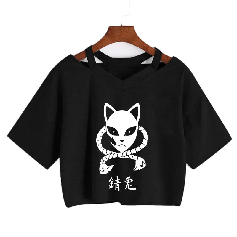 Demon Slayer T Shirt Nezuko Tshirt Women Kimetsu No Yaiba Crop Top