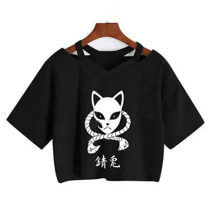 Demon Slayer T Shirt Nezuko Tshirt Women Kimetsu No Yaiba Crop Top