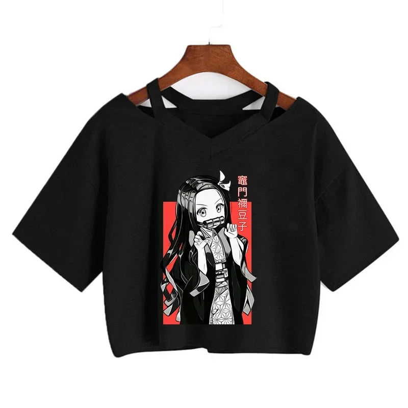 Demon Slayer T Shirt Nezuko Tshirt Women Kimetsu No Yaiba Crop Top